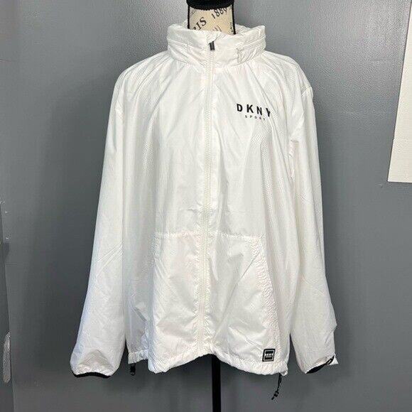 NWOT DKNY Sport Boston Bruins lightweight windbreaker with hood and pockets - Picture 1 of 12